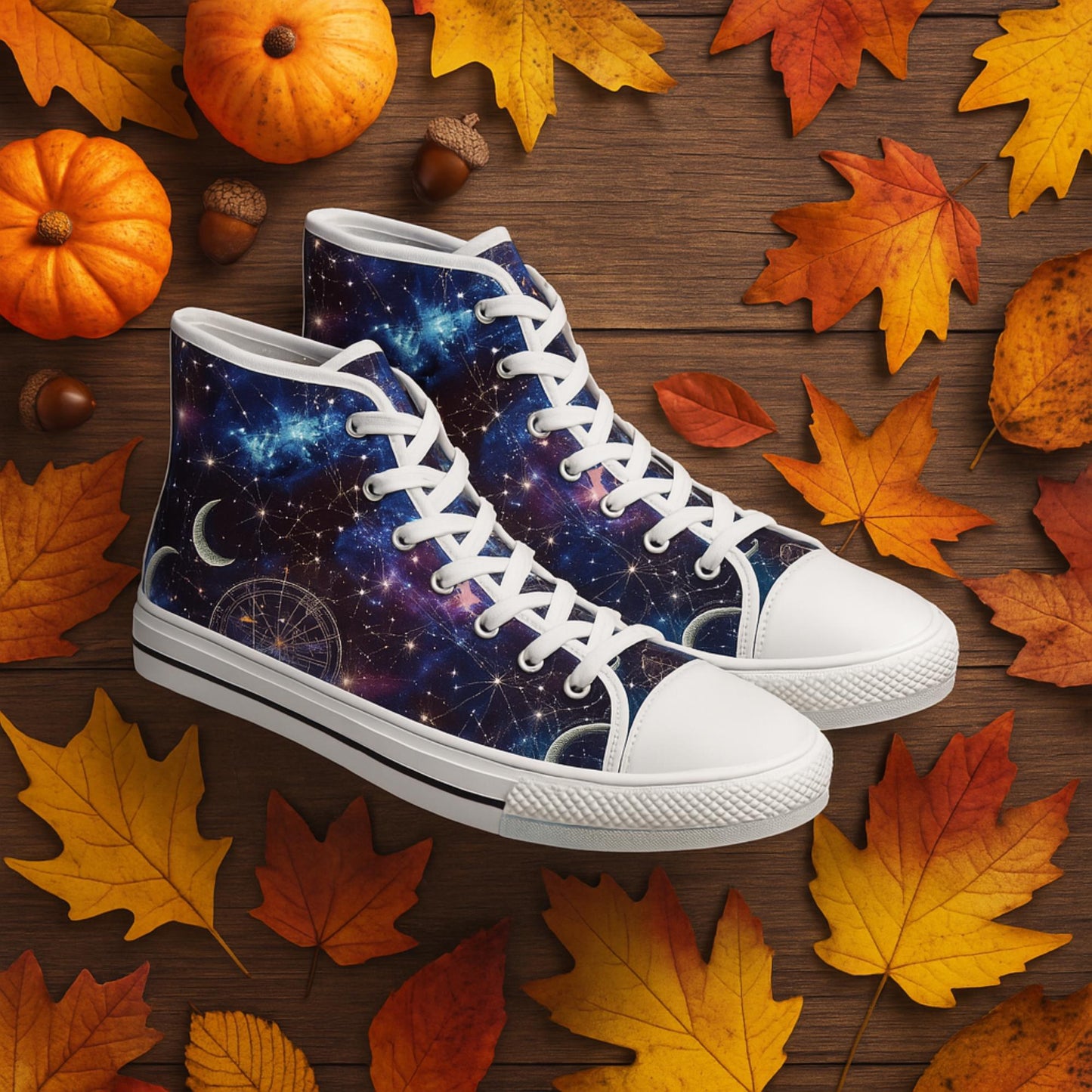 Celestial High Top Sneakers: Space Pattern Galaxy Shoes
