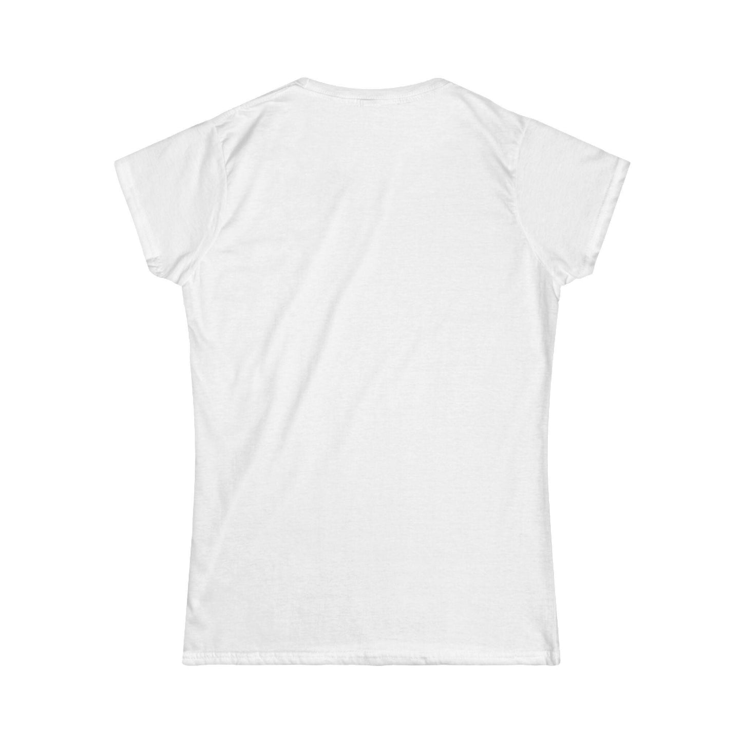 Back view of a plain white women’s fitted t-shirt, displayed on a white background. The shirt has short sleeves and a classic crew neckline, with no visible graphics or design.