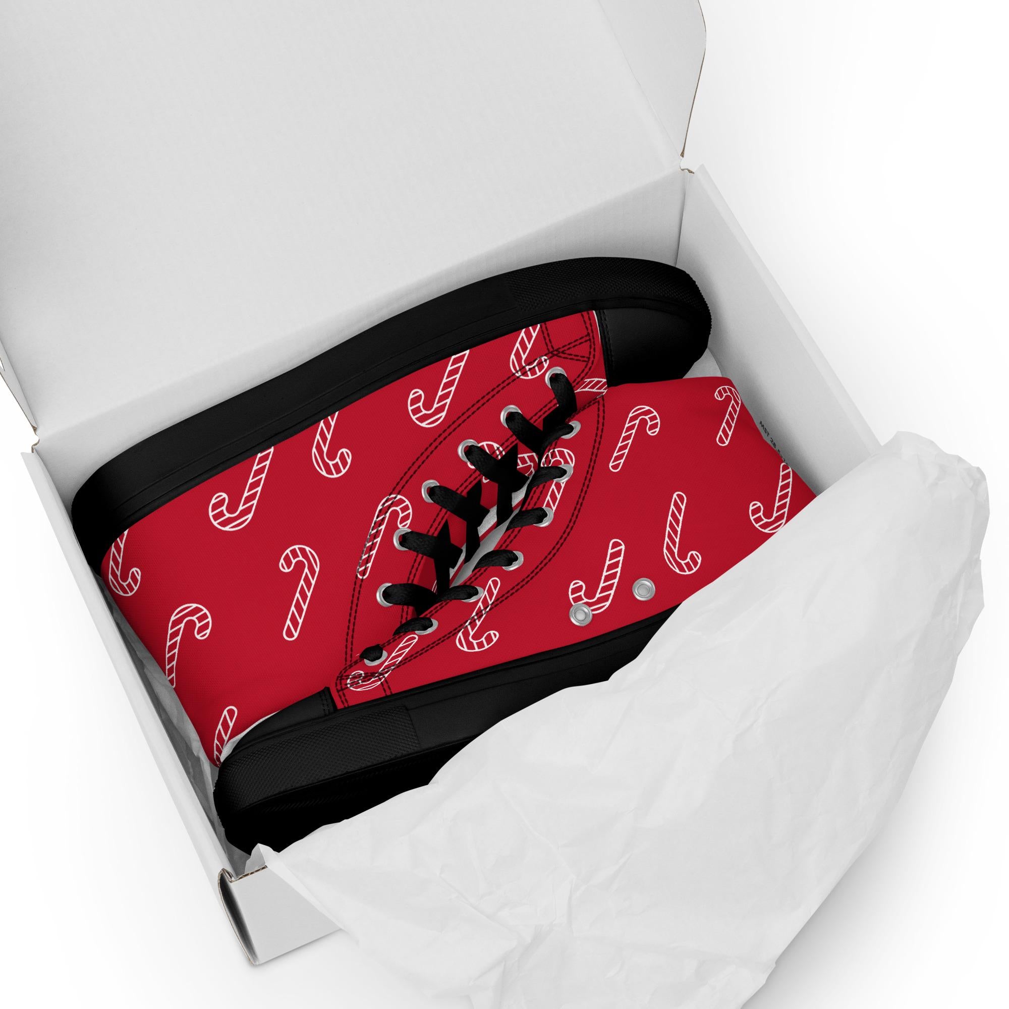 Candy Cane High Top Sneakers: Women's Holiday Canvas Shoes