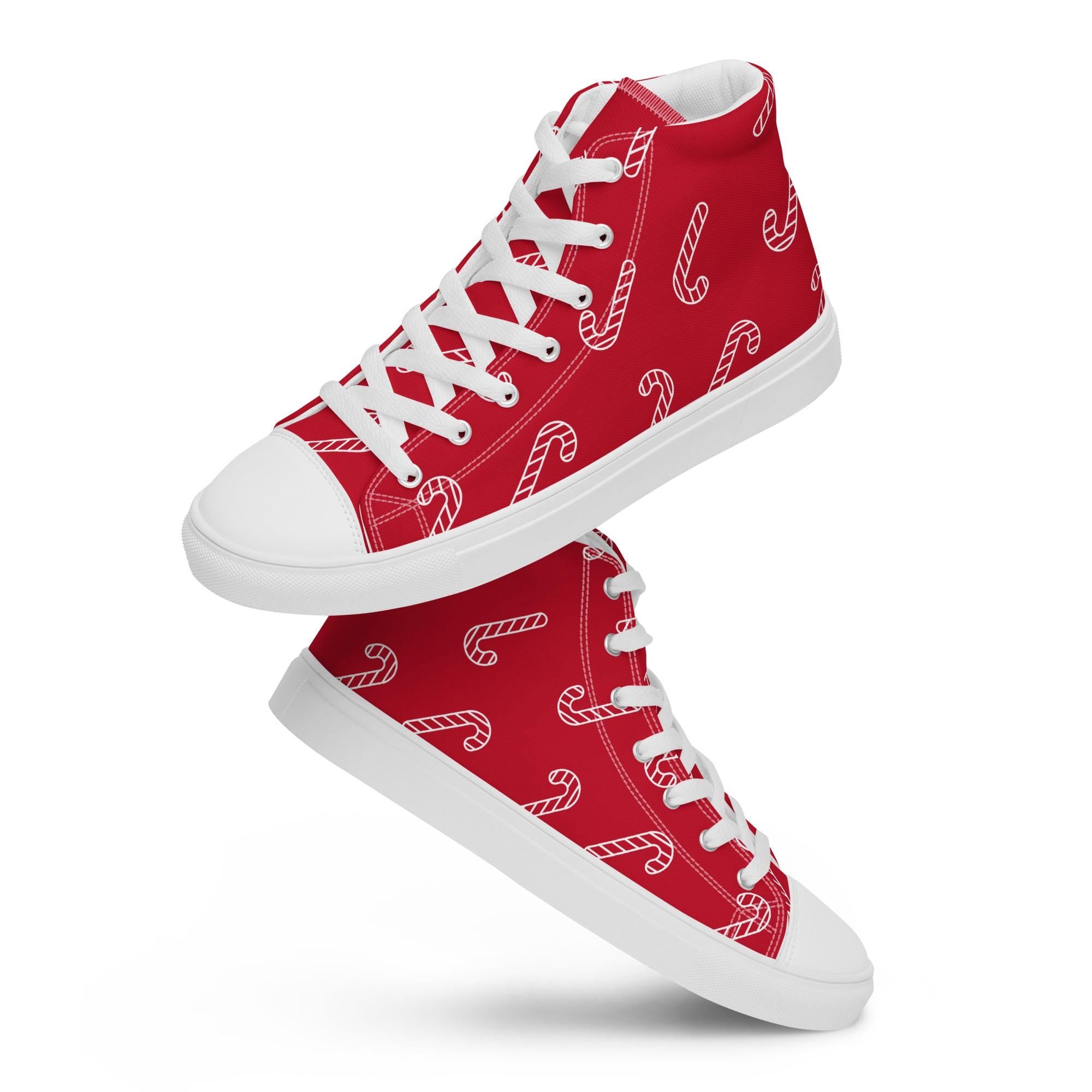 Candy Cane High Top Sneakers: Women's Holiday Canvas Shoes