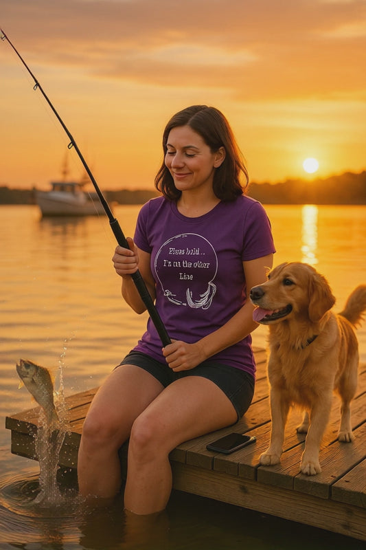 Funny Fishing T-Shirt – "Please Hold... I’m On the Other Line" Graphic Tee | Gift for Fisherman | Humor Outdoors Shirt for Anglers